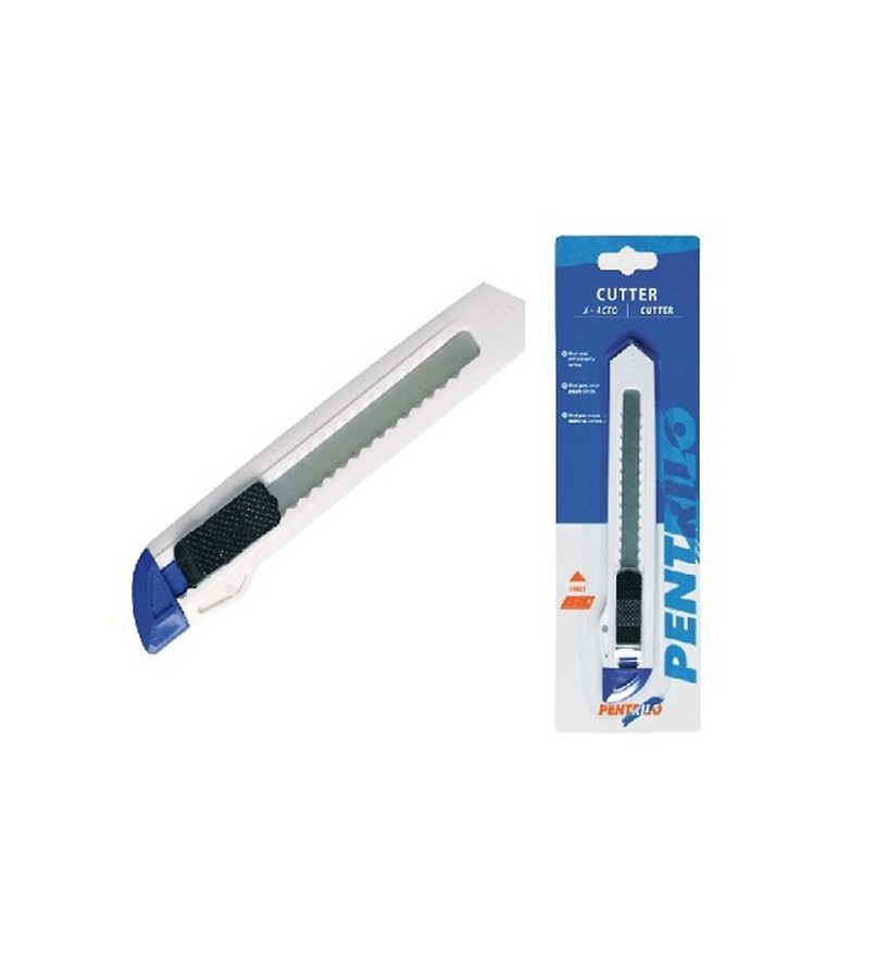 Cutter profesional multiusos de 9 mm con partidor de cuchillas  Cutter Pentrilo 517