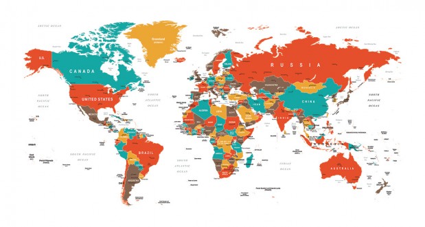 Fotomural Countries World Map 2 A08-M905-5 Fotomural Countries World Map 2 A08-M905-5