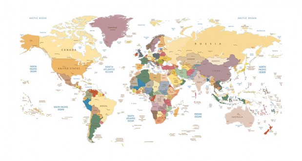 Fotomural Countries World Map 3 A08-M908-5 Fotomural Countries World Map 3 A08-M908-5