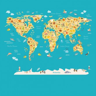 Fotomural Animals World Map A08-M938-3 Fotomural Animals World Map A08-M938-3