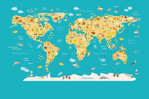 Fotomural Animals World Map A08-M938-4 Fotomural Animals World Map A08-M938-4