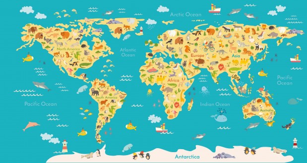 Fotomural Animals World Map